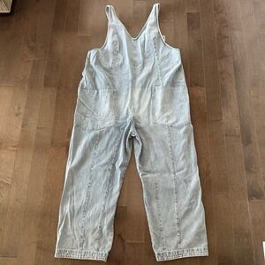 Bibi Womens Slouchy Relaxed Overalls Boho‎ Festival Light Wash XL